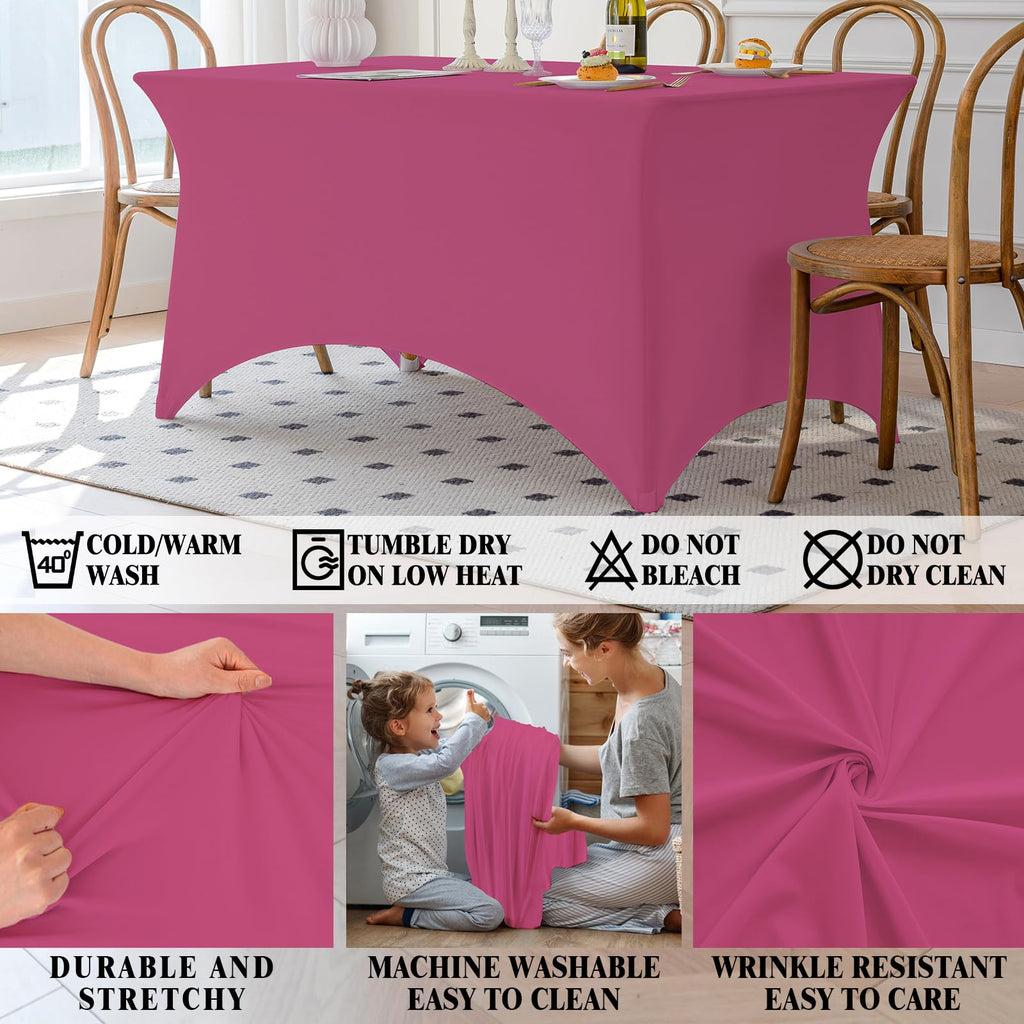 Table Cloth Fuchsia 6FT Spandex Stretch Covers for Rectangle Tablecloth