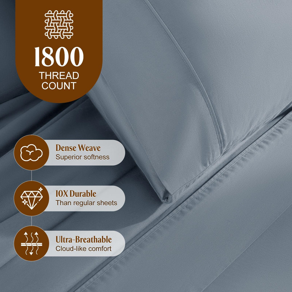 100% Egyptian Cotton King Sheets Set, 1800 Thread Count, 4PC