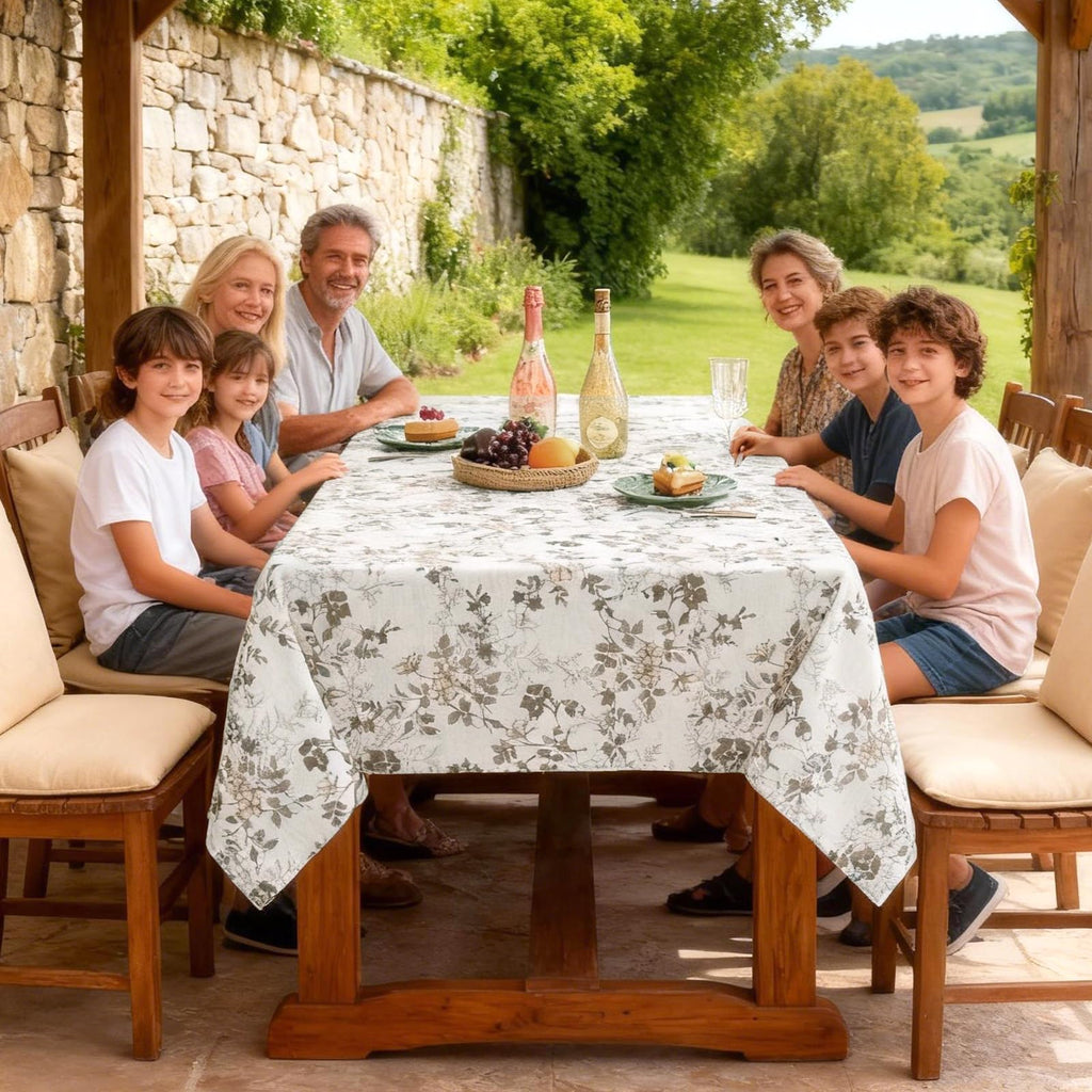 Linen Table Cloths Floral Printed Tablecloth Spill-Proof Waterproof Table Cover for Dining Buffet Feature Soft and