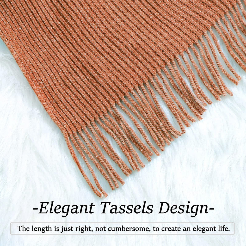 Chenille Throw Blanket for Couch and Bed, 60" x 80", Maple Brown