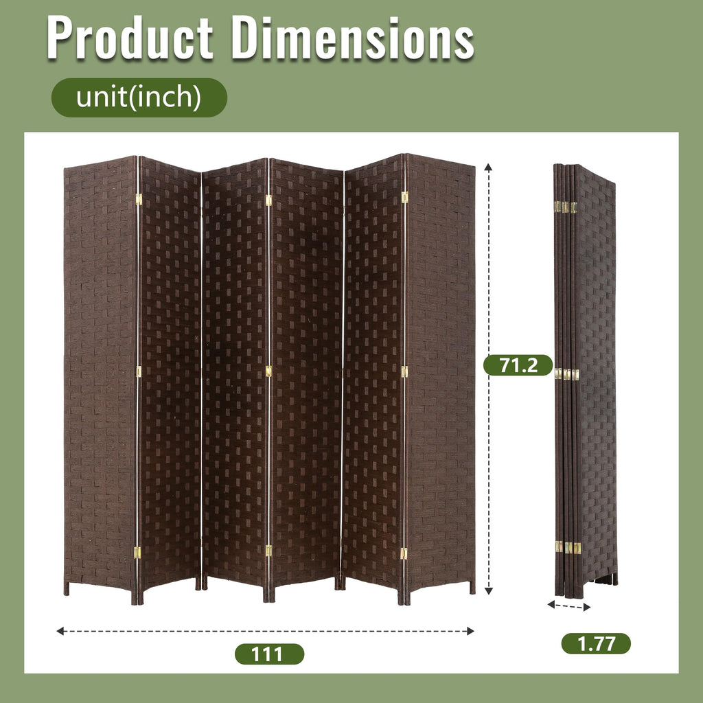 4-Panel Folding Room Divider | 6ft, Dark Brown | Light & Portable