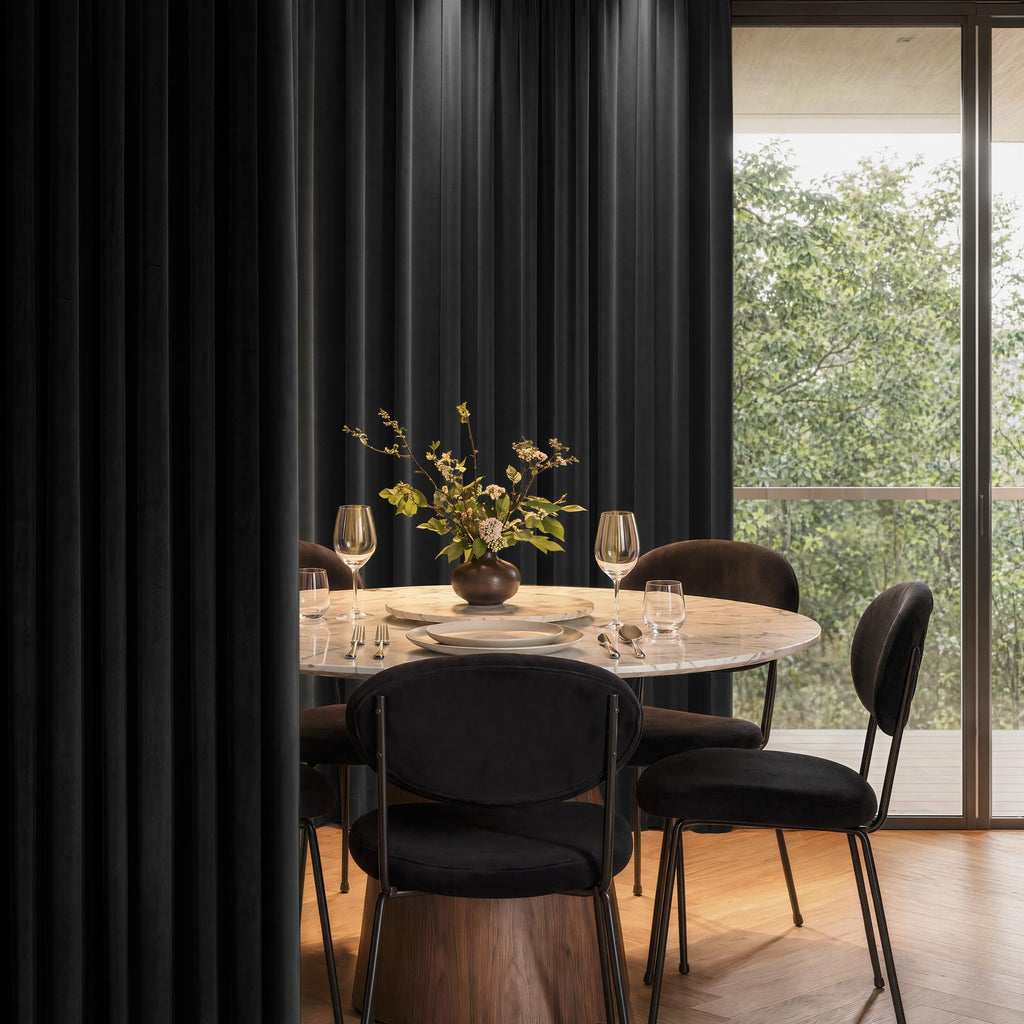 Extra Wide Black Velvet Curtain Panel, W100 x L84