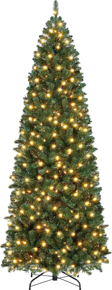 Pre-lit Pencil Artificial Christmas Tree, Green