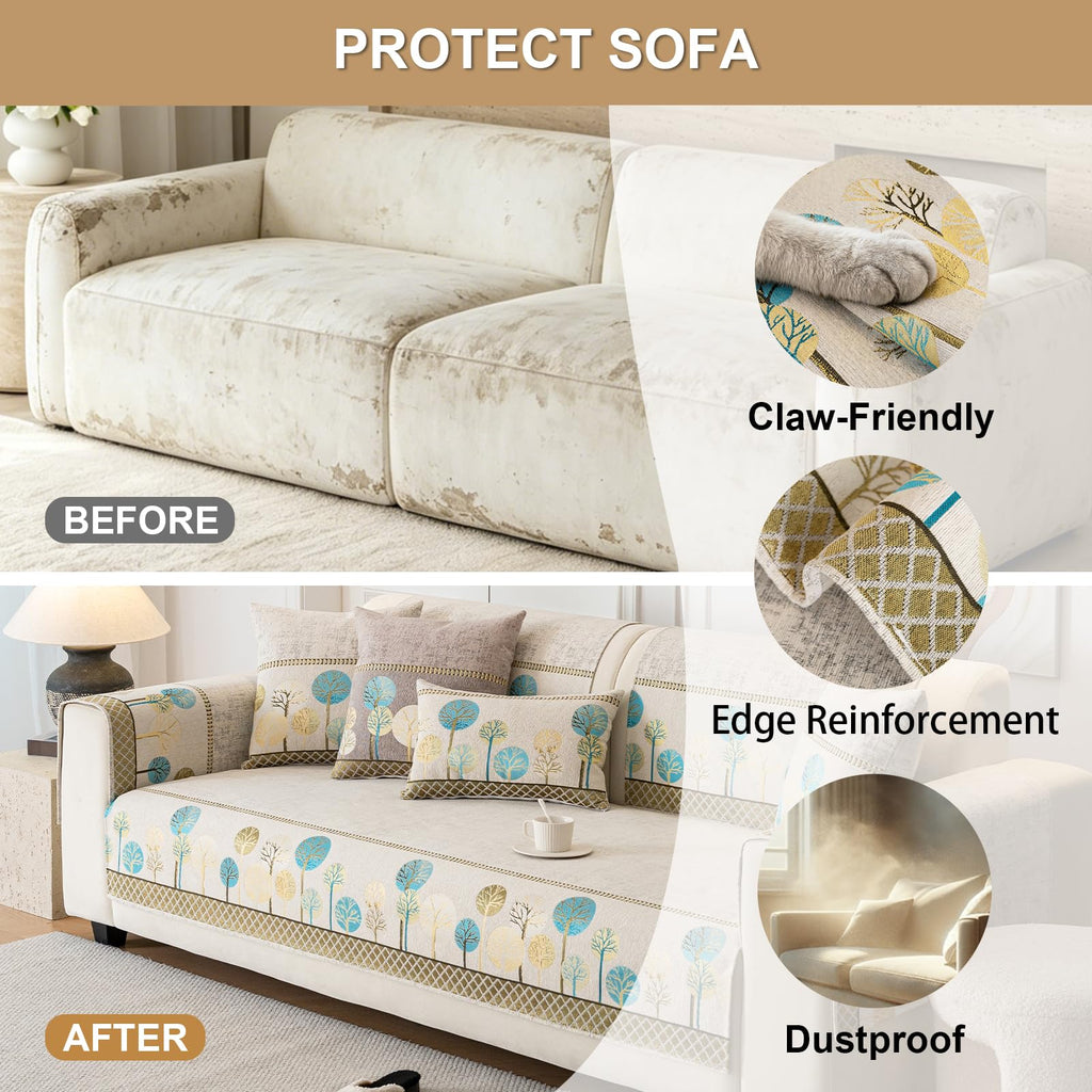 Chenille Boho Couch Cover for Sectional Sofa(1PC, 35.4"x70.9")