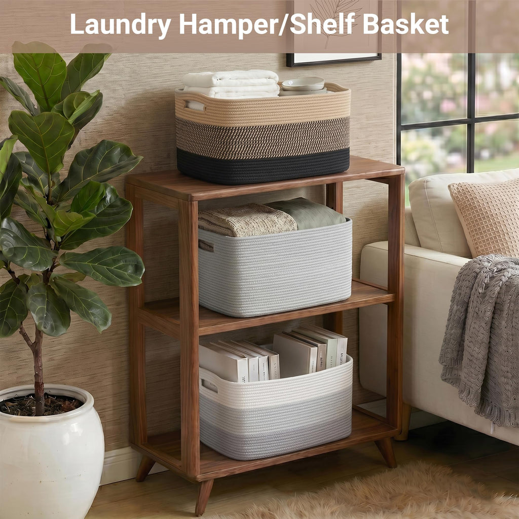 108L Extra Large Rectangle Laundry Hamper, Jute/Black, 25"x16"x16"