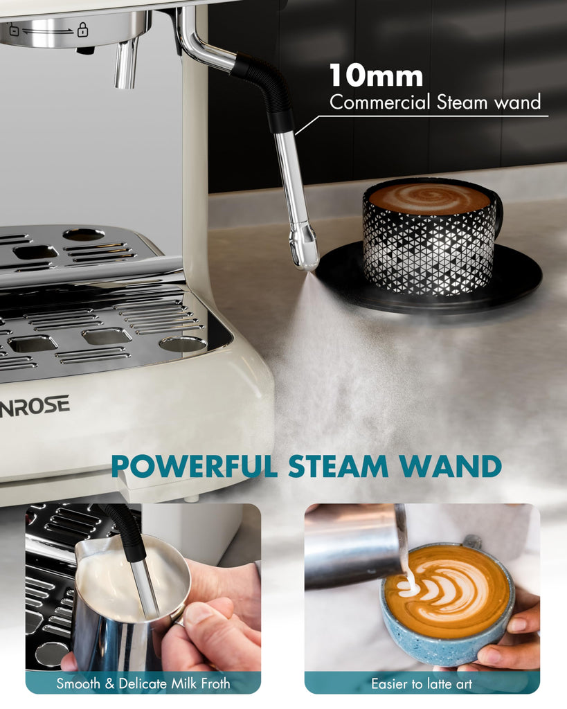 Espresso Machine with Grinder and Milk Frother, 20 Bar ULKA Pump