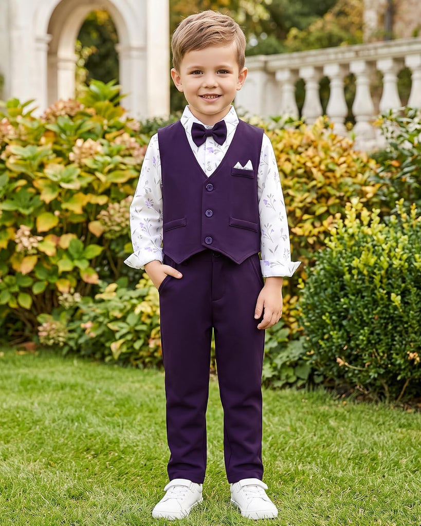 Boy Suit - Boys Wedding Formal Outfits 5 Piece Set