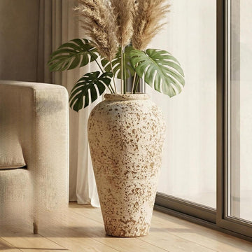 Ceramic Rustic Farmhouse Vase,Extra Large Terra Cotta Vase, Huge Pottery Decorative Flower Vases Entryway Table