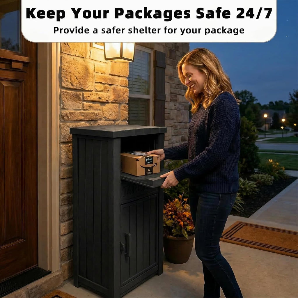 Package Delivery Boxes Theft Waterproof Delivery Boxes Boxes Package Box for Deliveries (Black)