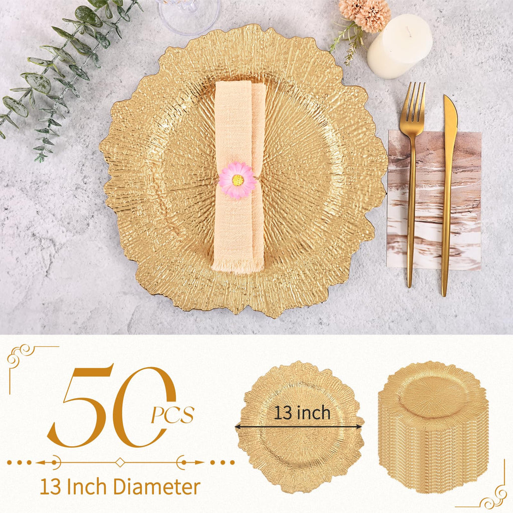50 Pcs Bulk, 13 Inch Reef Wedding Chargers