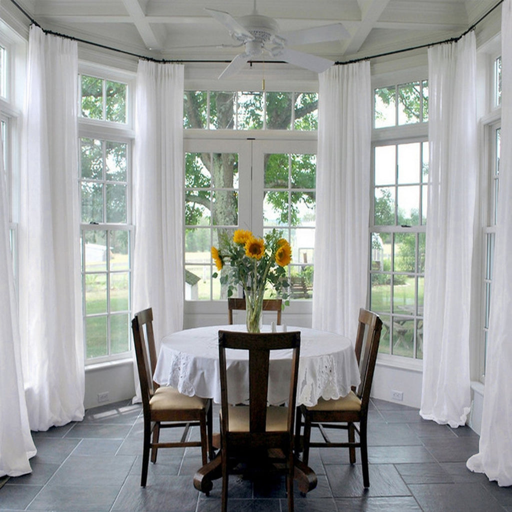Indoor Outdoor Solid Sheer Curtain Pinch Pleated White 120" W X 84" L Wide Opulent Voile Drapes (1 Panel)