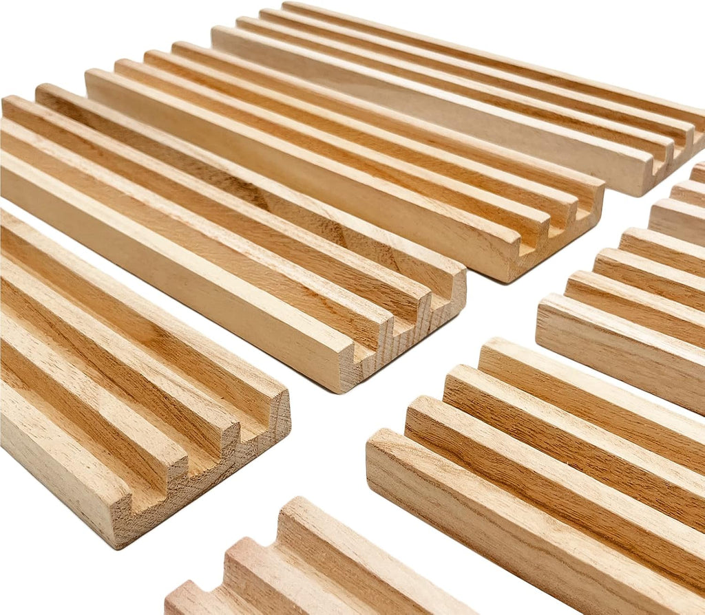 Wooden Domino Racks/Trays Natural Domino Trays Holders Organizer for Mexican Train Chickenfoot and Other - Set of 8