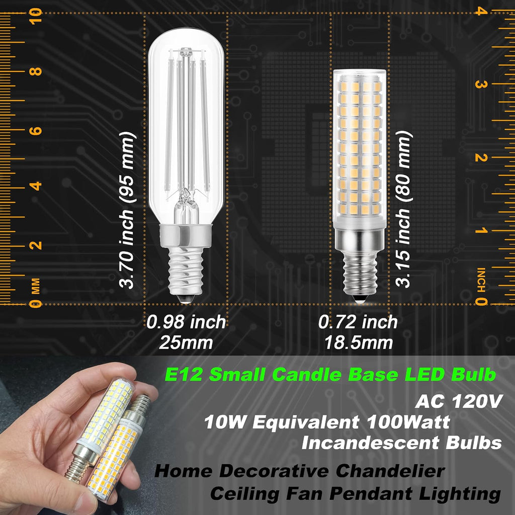 E12 100W Dimmable C7 T6 LED Corn Light Bulbs 4000K 1000lm 10W, 3 Pack