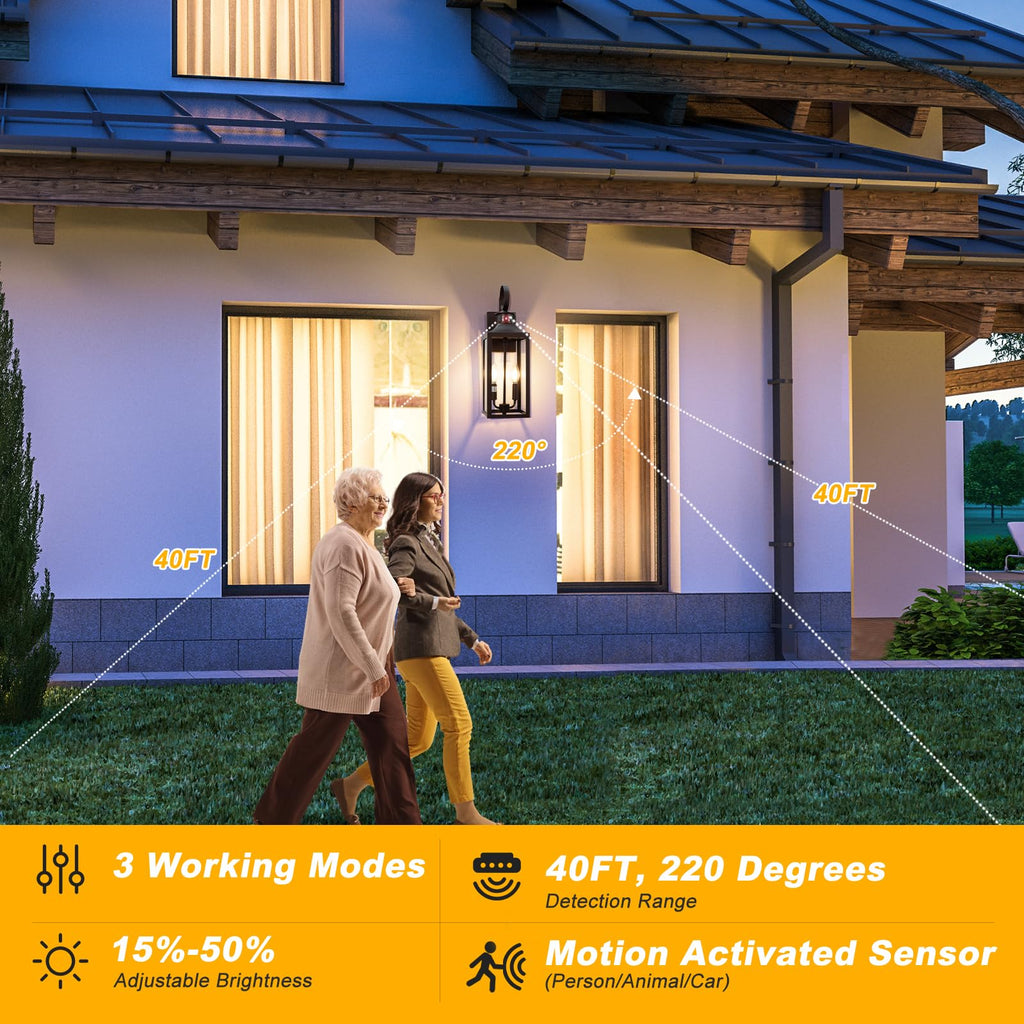 20" Large Oil Rubbed Bronze Motion Sensor Outdoor Wall Sconce Dusk to Dawn
