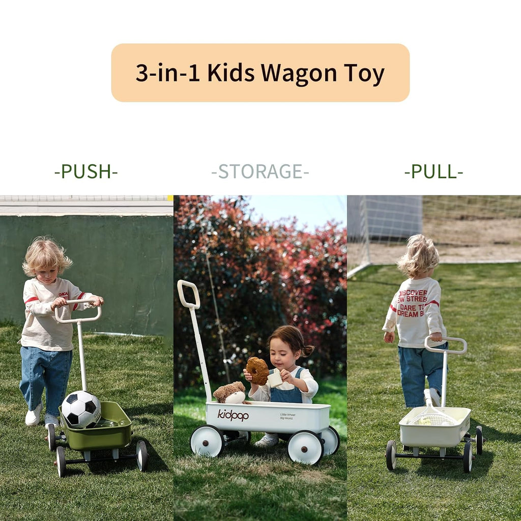 PULA-Wild in-1 Kids' Pull-Along Wagon Toddlers Push Walker for 2.5-8 Adjustable Handlebar, Birthday Gifts Max