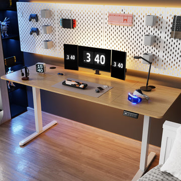 Standing Desk, 63x24 Inch Height Adjustable Electric Sit Stand up Desk, Ergonomic Rising Computer Table, Modern Lift