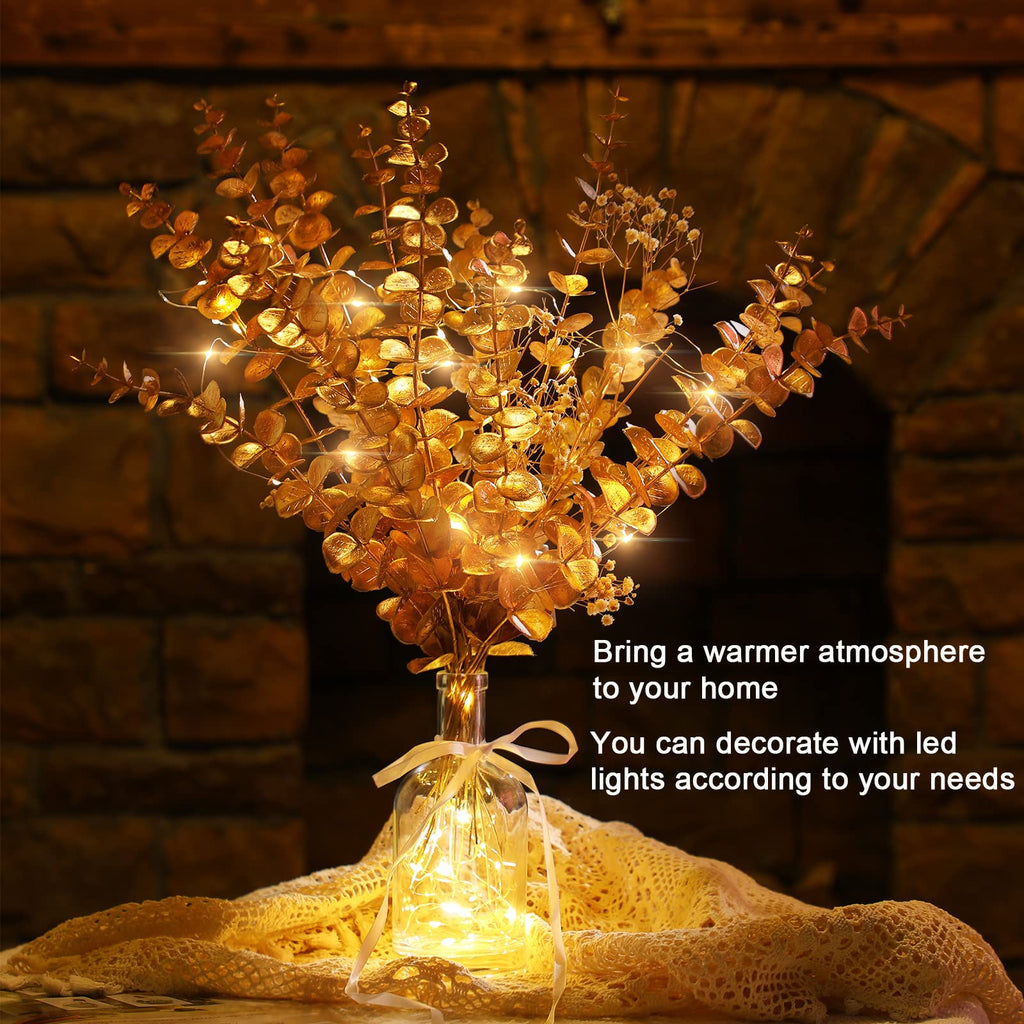 12 Pieces Gold Eucalyptus Stem 16 Inch Artificial Eucalyptus Spray