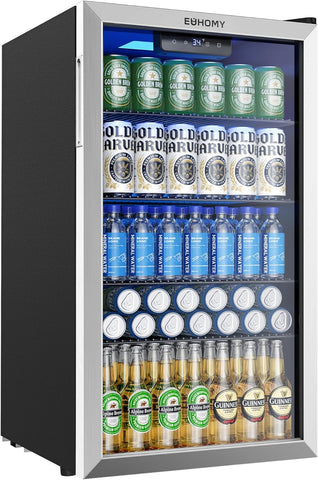 Mini Fridge 130 Can Beverage Refrigerator Cooler Glass Door for Soda Wine Beer, 