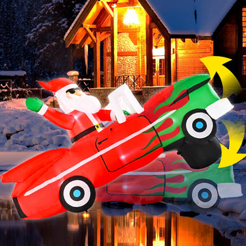 8FT Animated Santa on Car Christmas Inflatable Outdoor Decoration