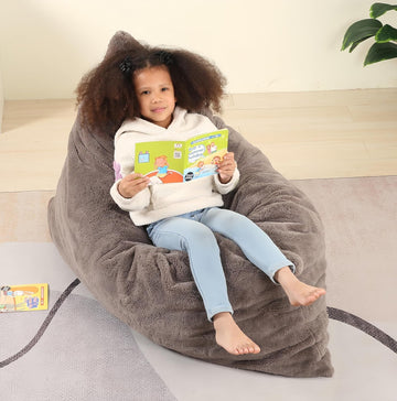 In-1 Kids Bean Bag Chair, Giant Pillow Floor Cushion, 35" x 50" x 10", Dark Brown