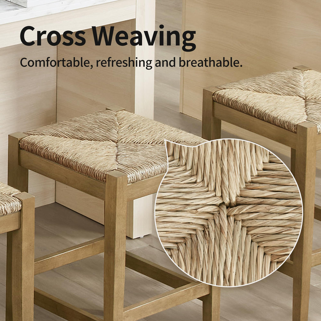 26-Inch Backless Seagrass Counter Stools Set of 2