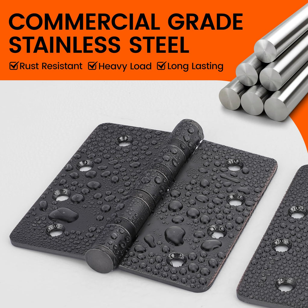 6 Pack Oil Rubbed Bronze Door Hinges with 1/4" Radius Corner