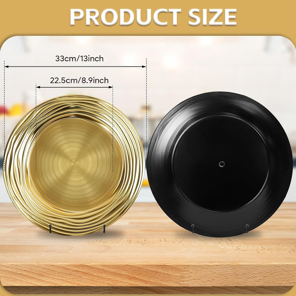 Inch Charger Plates Bulk,Premium Round Gold Chargers for Dinner Plates, Plastic Dinner Gold Chargers - Set of 100