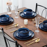 Dinnerware Sets for 4, 12-Piece Stoneware Plates and Bowls Set, Ceramic Dishes Reactive Glaze Dinning Ware