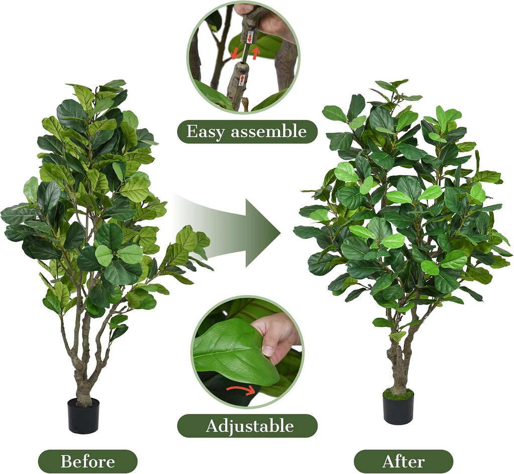 Fiddle Leaf Fig Tree 8FT - Large Fake Tree with 260 Fiddle Leaves, 96" Tall Faux Ficus Lyrata Tree Floor Plants in