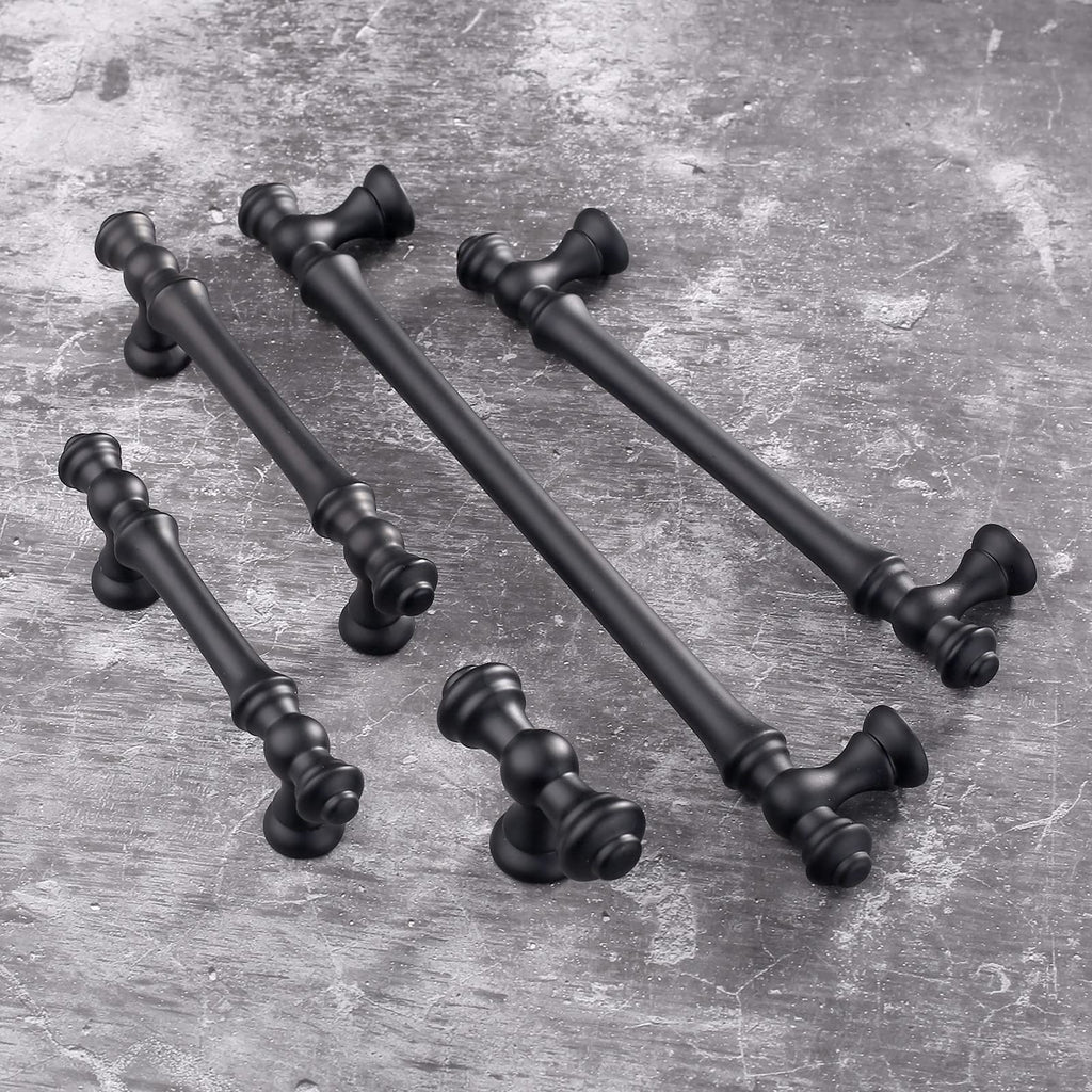 6 Pack 3 Inch(76mm) Matte Black Kitchen Cabinet Handles, Cabinet Pulls Kitchen Cabinet Hardware for Cupboard Drawer