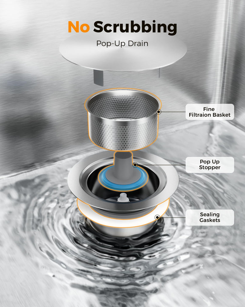 30X22 Drop Sink, 304 Stainless Steel Workstation Sink