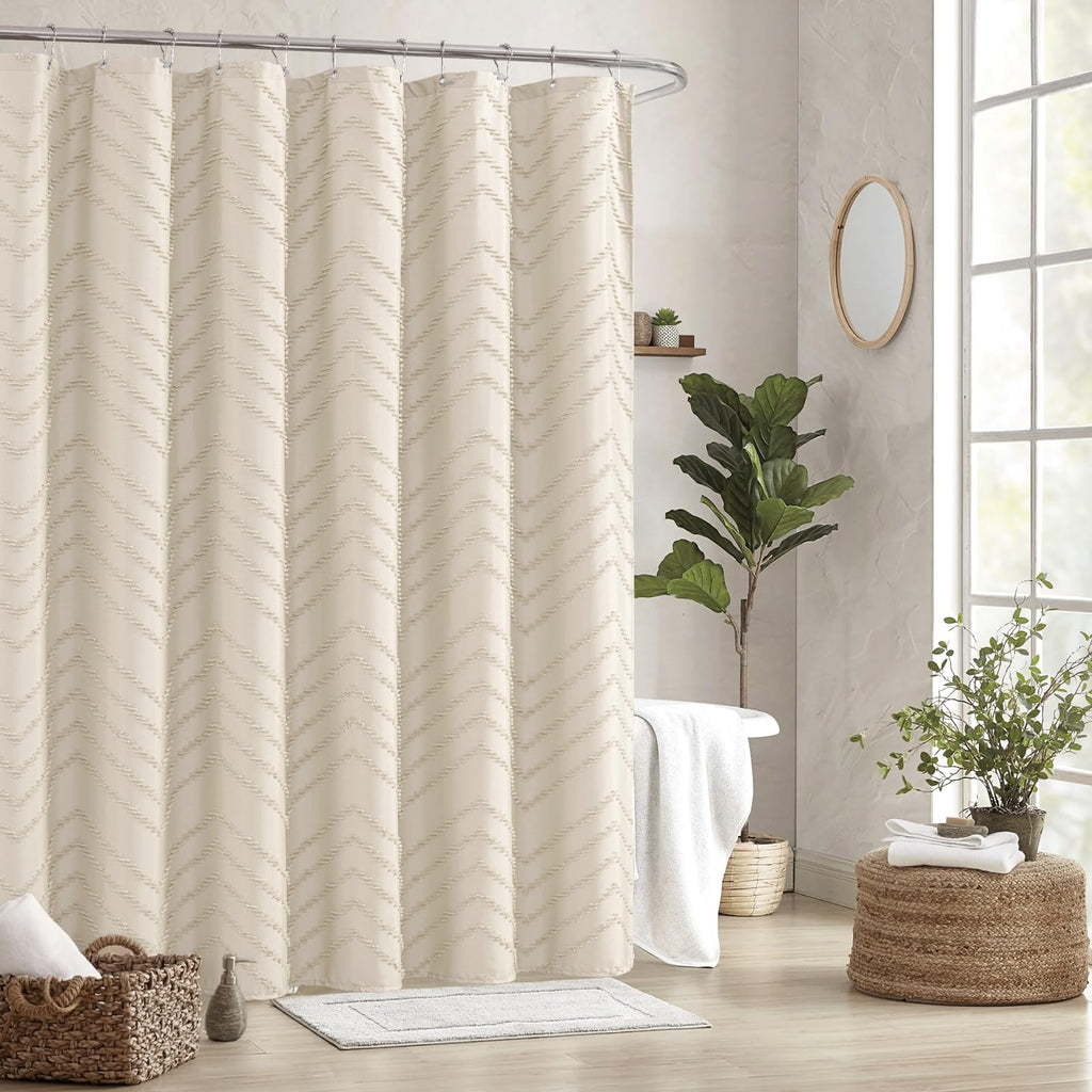 Beige Boho Fabric Shower Curtain 54 x 78 Inches
