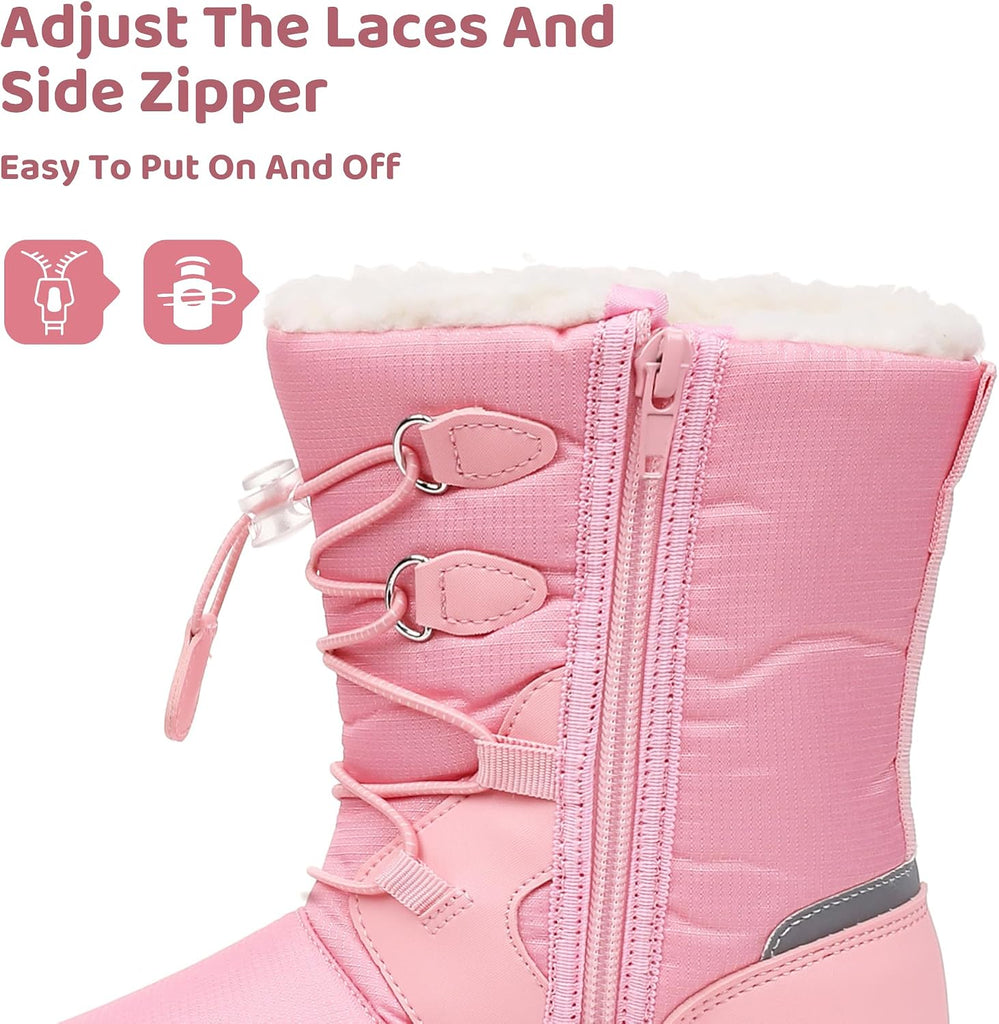 Boys Girls Snow Boots Water-Resistant Warm Winter Boots