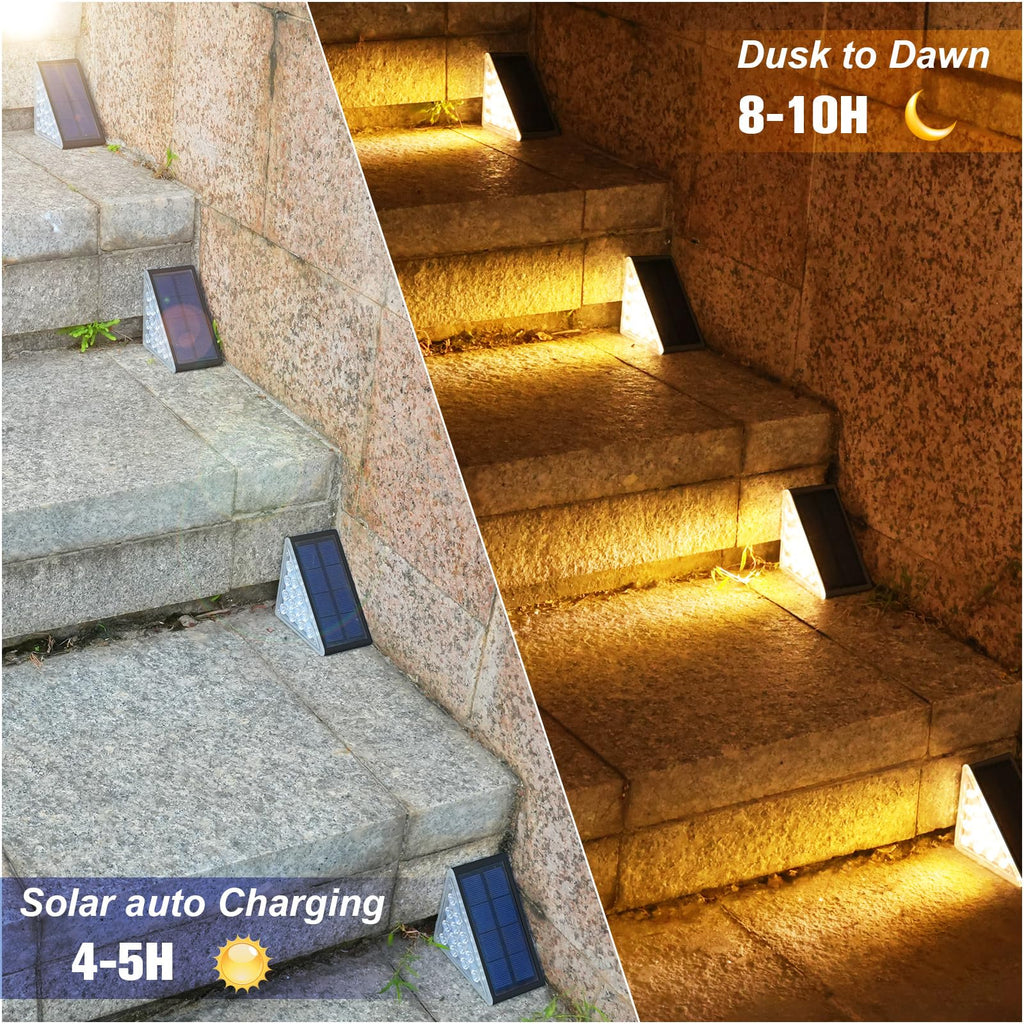 Solar Step Lights for Outside, Solar Stair Lights (Black, 8 Pack)