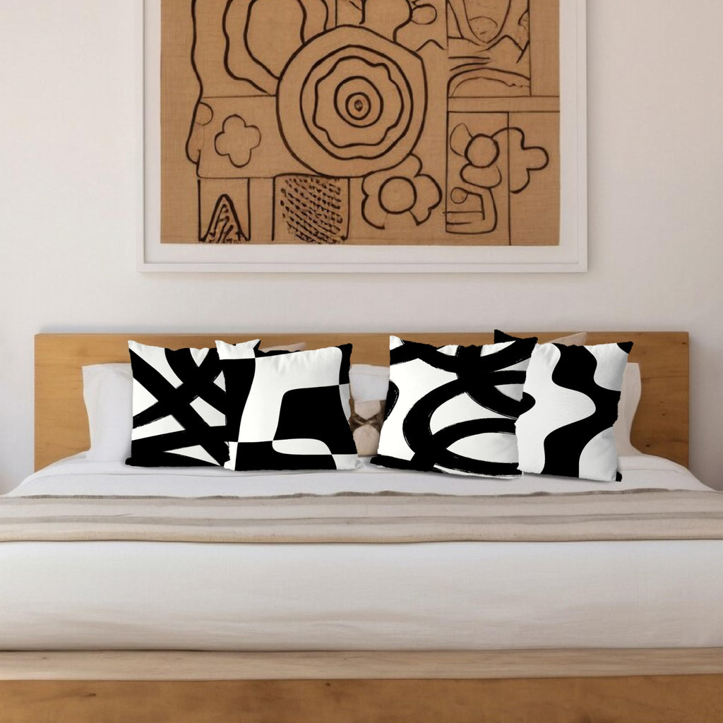Black and White Throw Pillows Covers 18x18 Decorative Abstract White and Black Pillow Cover Room Decor Sofa Couch Set