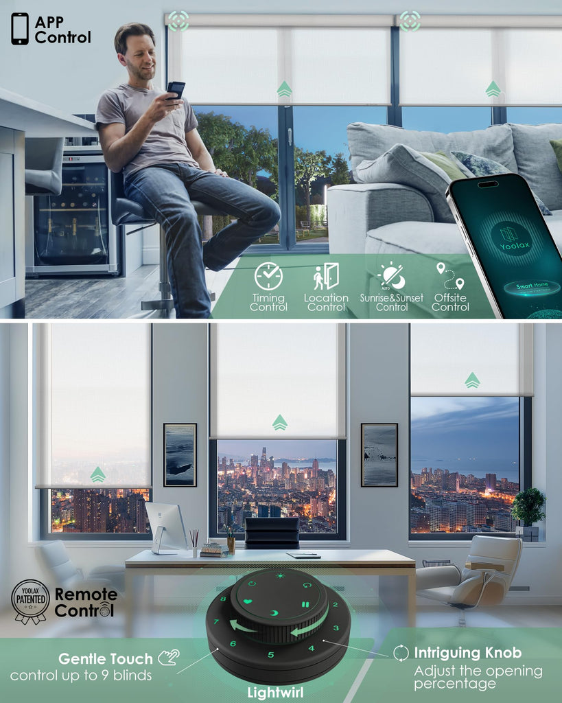 Smart Solar Shades, Flame Retardant Motorized Blinds with Remote