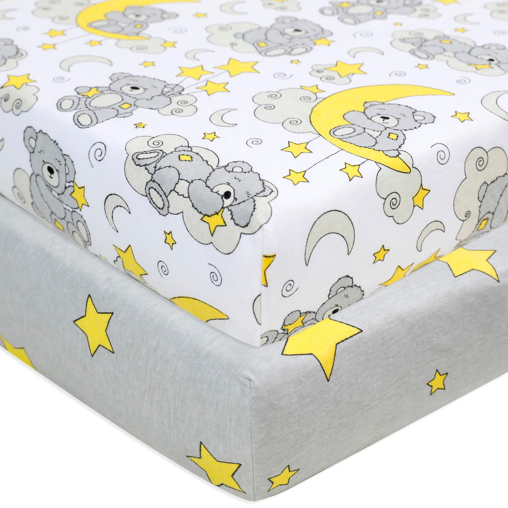 Crib Sheets (2 Pack) - 100% Organic Jersey Cotton Fitted Crib Sheets for Standard Crib and Toddler Mattresses |Star