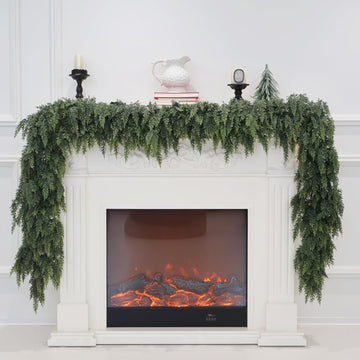 9FT Christmas Cedar Garland Real Touch Greenery for Mantle Decor