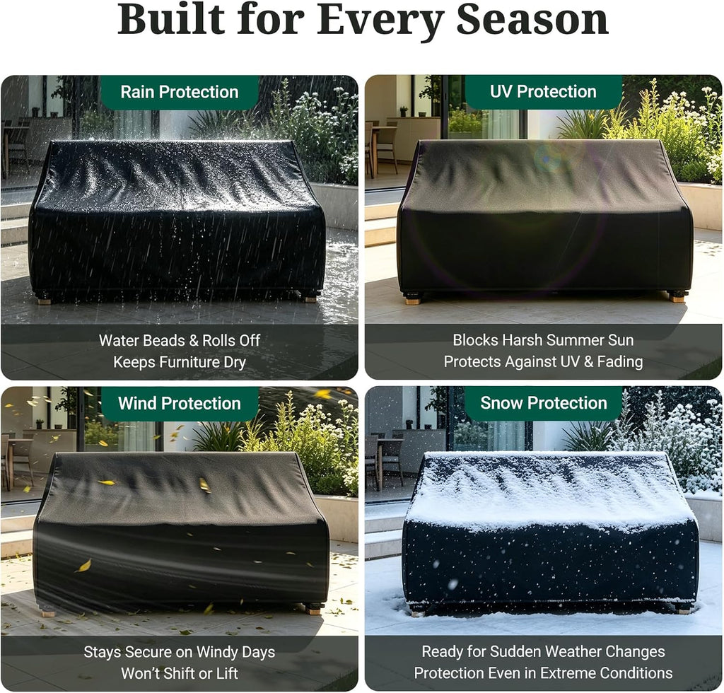 3-Seater Outdoor Couch Cover Waterproof, Patio Furniture Cover for Sofa, Heavy Duty Outdoor Sofa Covers, Polyester &