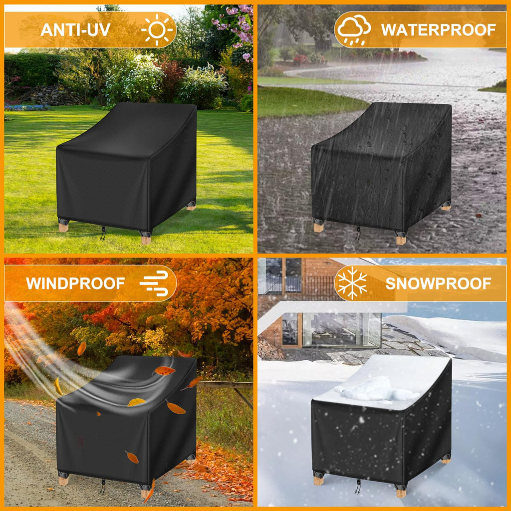 Waterproof Winter 2 Pack - Heavy Duty Lawn Outdoor Furniture Chair Covers with Anti UV and No Tears, No Fading (39" W