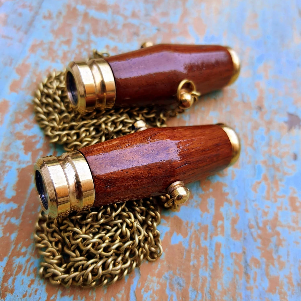 Pair of Couples Kaleidoscope Wood & Brass Pendant Kaleidoscope for Your Love Oneby - Set of 2