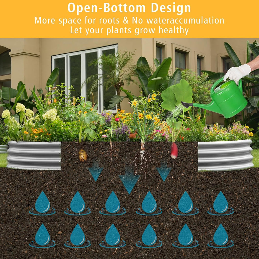 8x4x1ft Galvanized Raised Garden Bed Kit - Metal Planter Boxes for Vegetables/Herbs/Flowers, Heavy-Duty Steel Outdoor