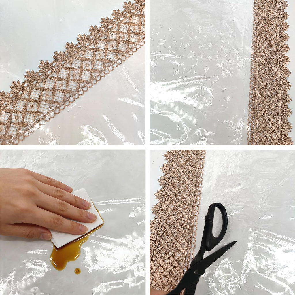 Clear Plastic Tablecloth Vinyl Table Cover 55" x 120", 10-12 Seats
