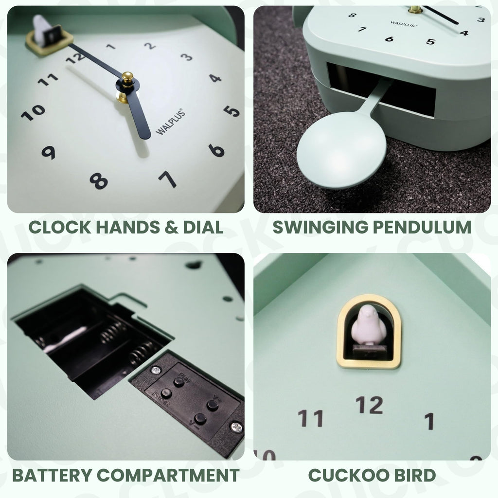 Modern Cuckoo Clocks for Wall Hourly Chiming Coo Coo Clock Volume Adjustable Cookoo Clock Removable Pendulum