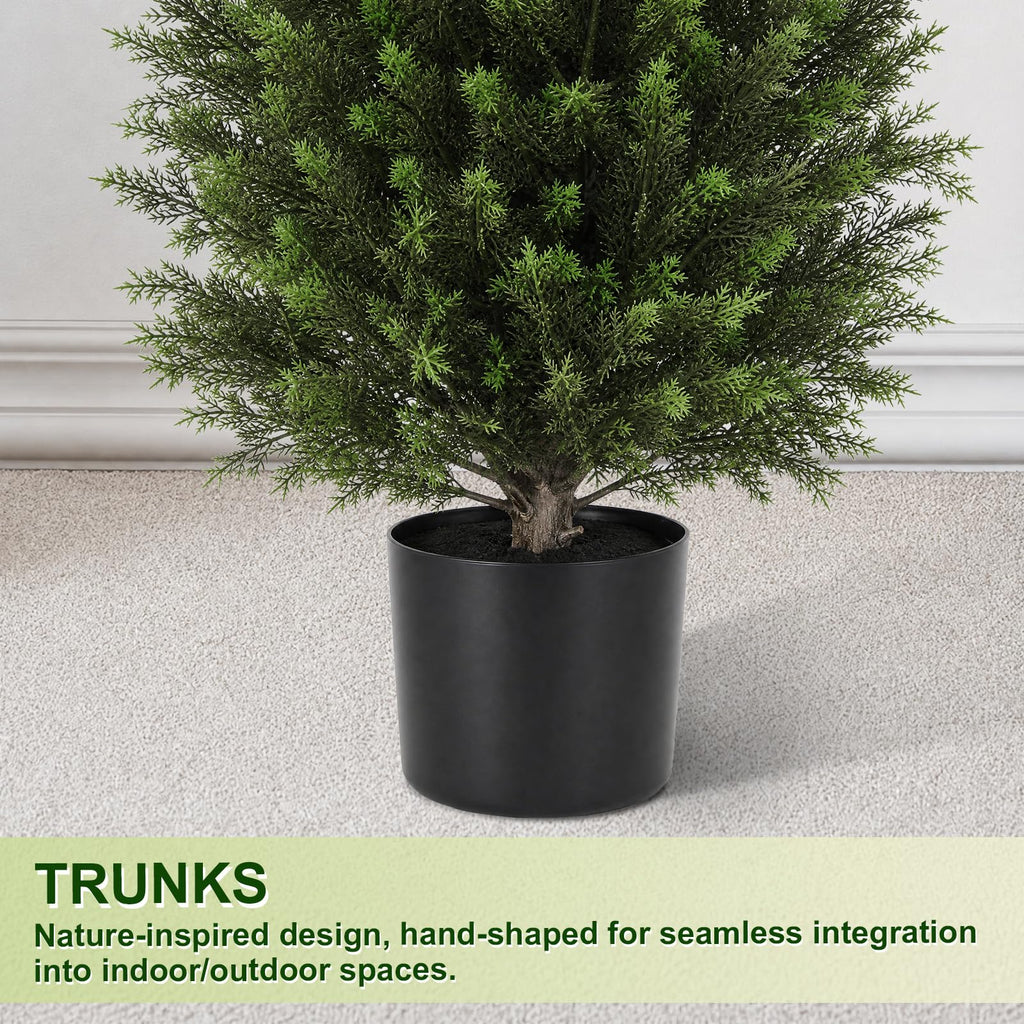 4FT Artificial Topiary Cedar Trees, UV-Resistant Faux Evergreen Outdoor Plants, Artificial Pine Tree for Outdoor