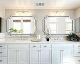 32" x 47" Large Wall Mirror Decor, Modern Unique Decorative Mirror with Beveled Glass Scalloped Corner, Horizontal or