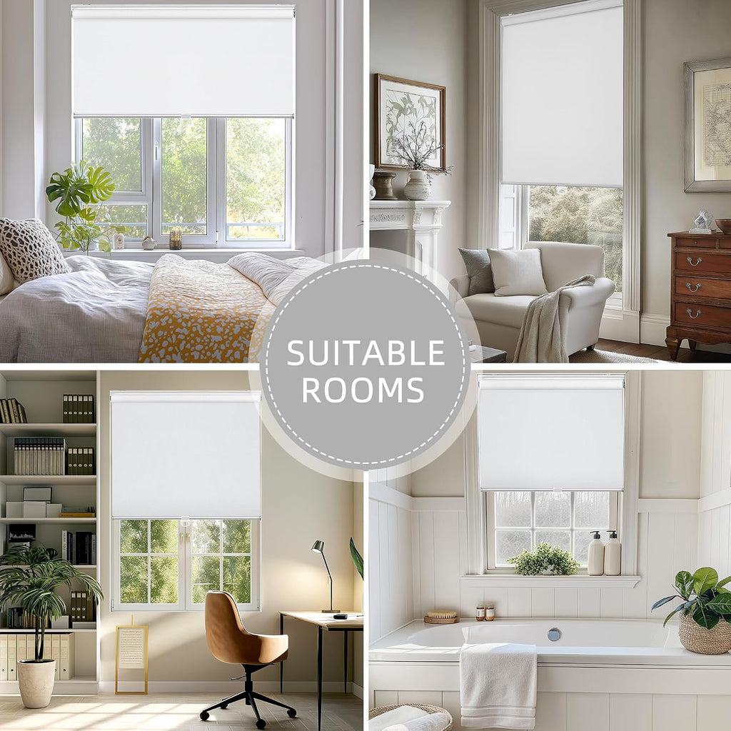 Cordless Free-Stop 100% Blackout Blinds for Windows, Roller Windows Shades with Thermal Insulated, UV Protection
