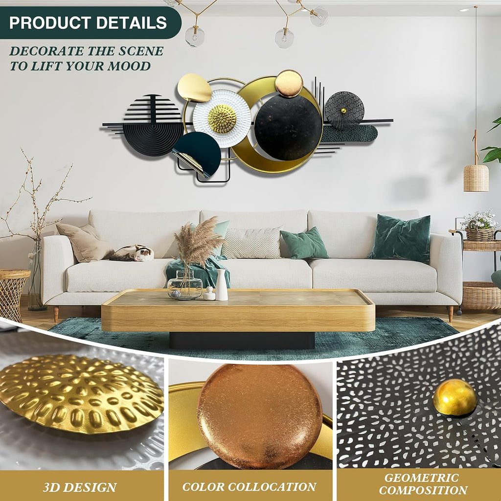 Metal Wall Art,3D Modern Luxury Wall Decor,59×23