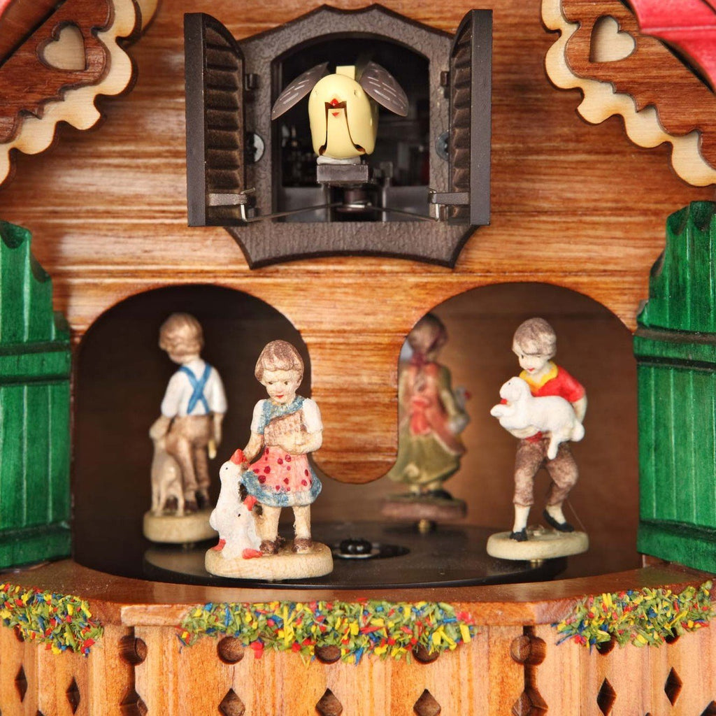 Quartz Cuckoo Clock Black Forest House with Music, Turning Dancers TU 474 QMT HZZG