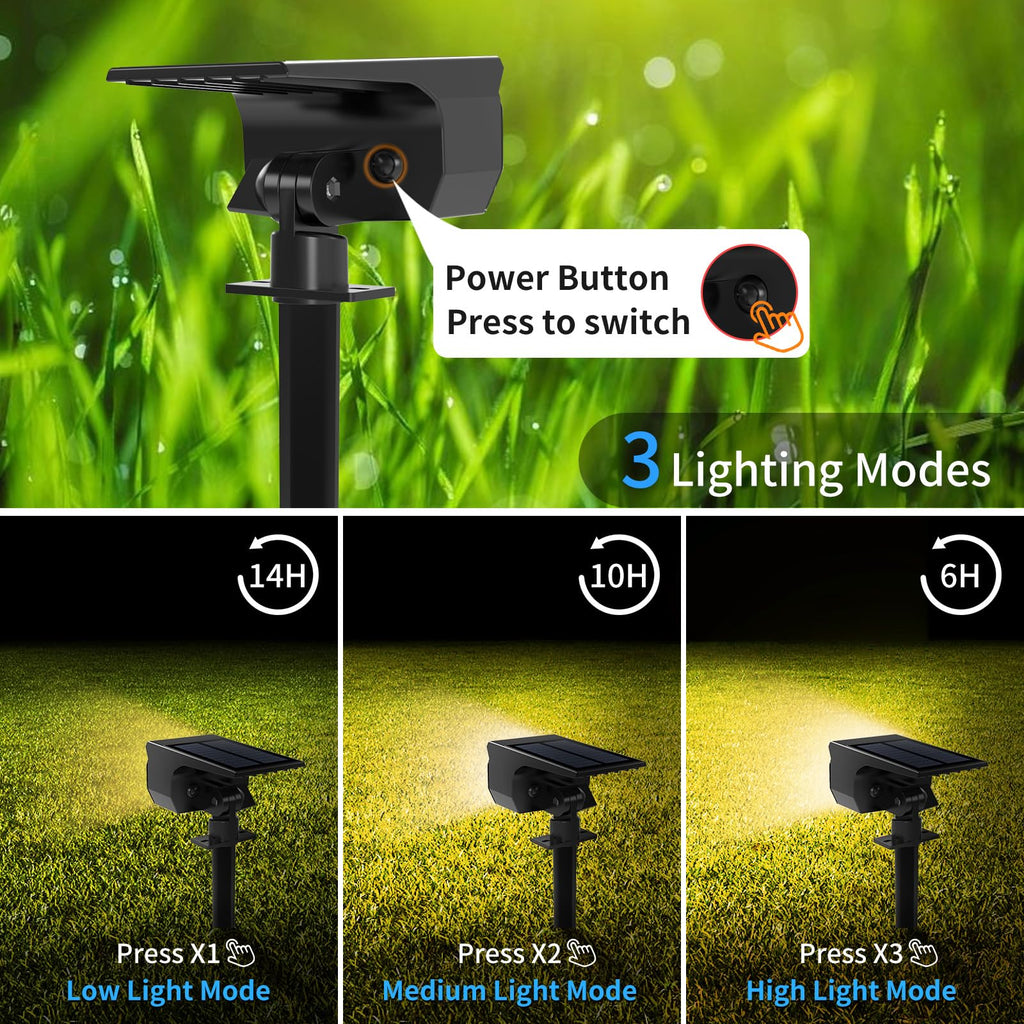 Solar Spot Lights Outdoor 10 Pack, [46 LED/3 Modes] Solar Landscape Spotlights Waterproof, 2-in-1 Auto On/Off Solar